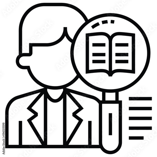 learning icon vector element, minimalist book and graduation cap symbol in clean line art design, representing education, knowledge, and skill development for logo branding, app interfaces, and digita