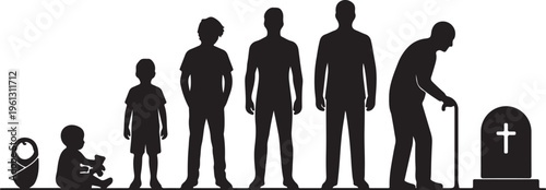 Human Life Cycle Growth and Aging Evolution Silhouette