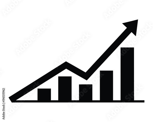 A black and white graph icon showing an upward trend