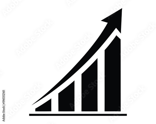 A black and white graph icon showing an upward trend