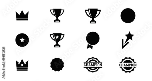 Abstract awards collection isolated on black background