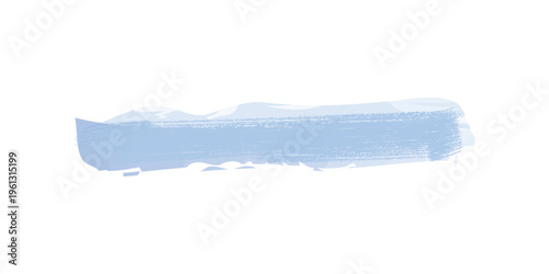 Light blue watercolor brush stroke, abstract paint smear with textured edges, artistic splash element on transparent background for designs.