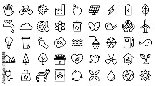 Collection of hand drawn flat design icons illustrating daily life and technology concepts