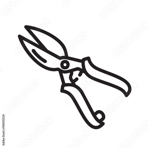 Garden shears outline illustration for gardening and landscaping purposes