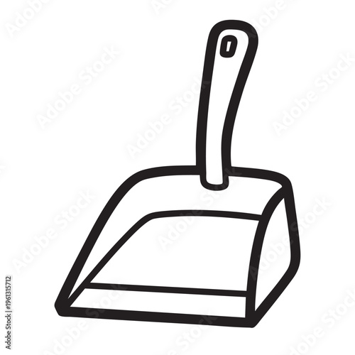 A clear vector illustration of a dustpan outline with a handle