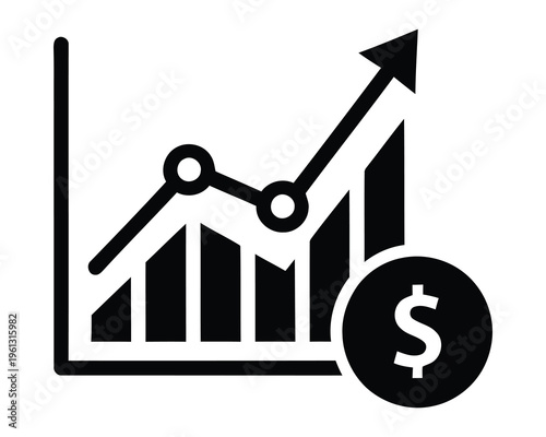 Financial growth chart with dollar sign