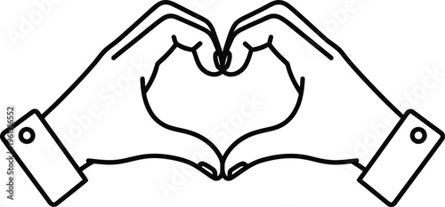 Heart shape hands line art love symbol