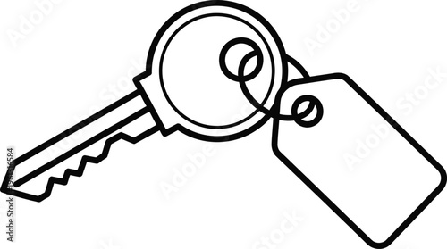 Line art key illustration with tag for identification and organization