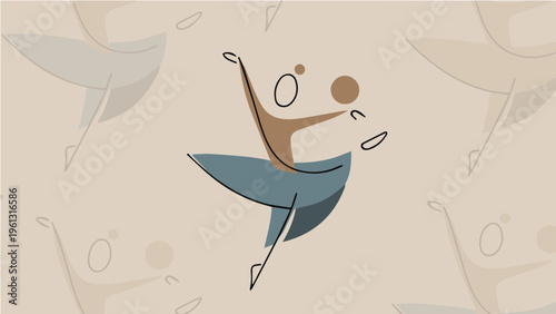 Graceful ballerina dancer performing vector illustration with elegant movement