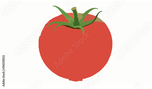 Fresh Red Tomato with Green Leaves Realistic Food Vector Illustration