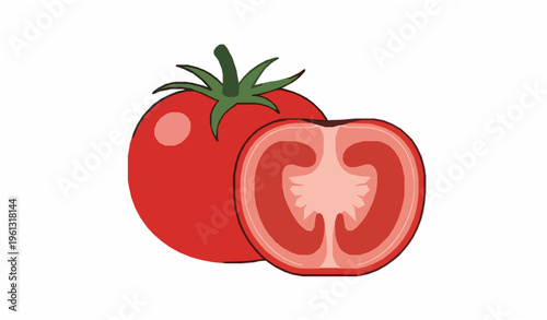 Minimal Tomato Icon Simple Vegetable Flat Vector Illustration