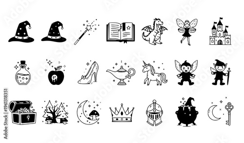 Magical fantasy icons and symbols collection
