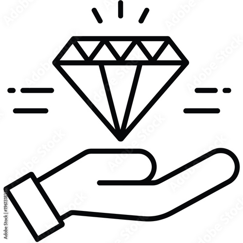 value proposition icon vector element, minimalist target and idea symbol in clean line art design, representing business strategy, customer benefits, and unique selling points for logo branding, app i