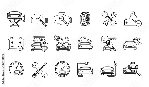 Car maintenance and repair icons set