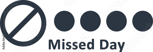 A minimalist vector graphic illustrating a missed day with a prohibition symbol and dots