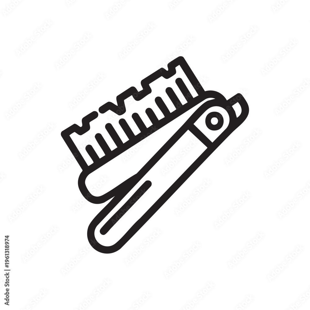 Fototapeta premium An outline of a folding pocket brush with a handle