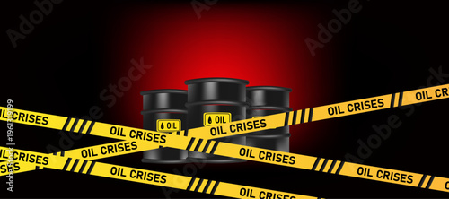 Oil market crisis concept with fuel shortage and economic decline indicators. Global energy disruption affecting trade and production.