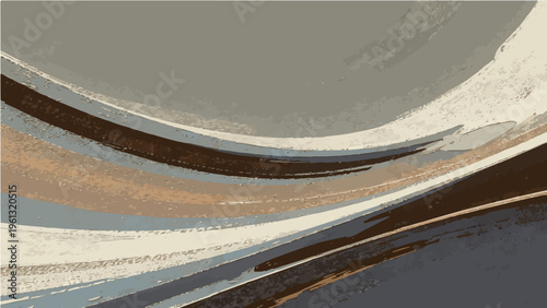 Abstract wavy layered vector illustration with flowing shapes in neutral beige brown tones