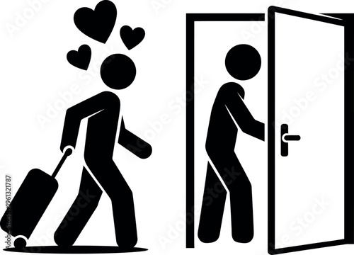 A couple traveling with love and a suitcase towards a new adventure together