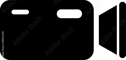 Black silhouette icon of a camera, representing filmmaking, recording, and visual media production