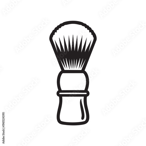 An outline illustration of a shaving brush with clear bristles