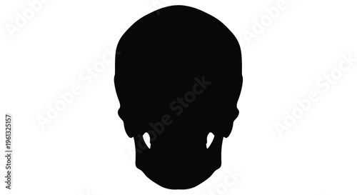 A stark black skull shape against a white background silhouette