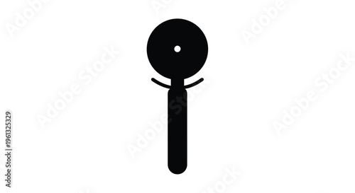 Black silhouette of a pizza cutter against a white background silhouette