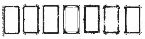 Ink grunge shape design elements with distressed rectangular forms