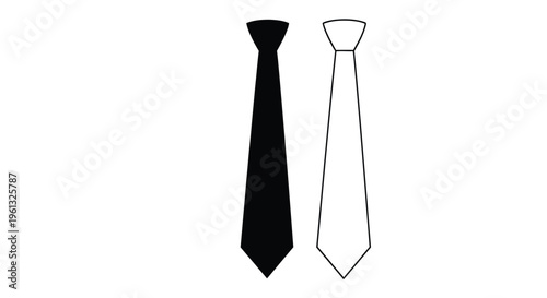 Two neckties one black and one white presented as a silhouette