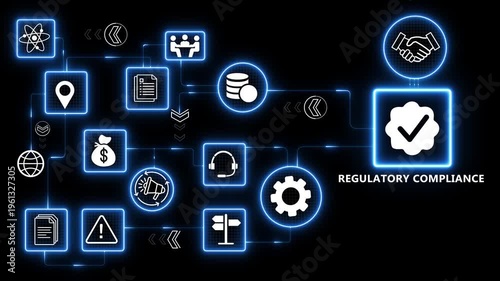 Regulatory compliance system with policy management and audit workflow for business governance and legal risk control processes 4k animation video