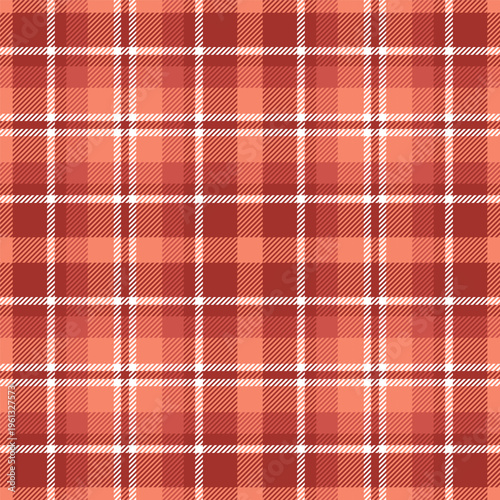 Check seamless pattern. Red small checks background. Repeated gingham pink patern. Scottish style. Design prints. Repeating texture checkered plaid. Repeat chess woven fabric. Vector illustration
