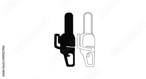 Chainsaw design with contrasting black and white elements a striking silhouette