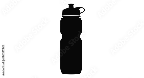 A black silhouette of a modern sports water bottle silhouette