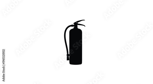 A black silhouette of a fire extinguisher on a white background