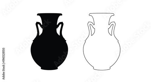 Two classic amphora vase depictions one dark and one light silhouette