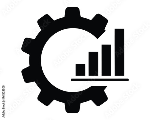 Gear with bar chart icon for business and statistics