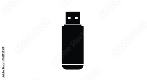 Simple black usb drive graphic on a white background silhouette