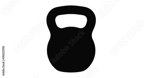 A stark black silhouette of a kettlebell for fitness and training