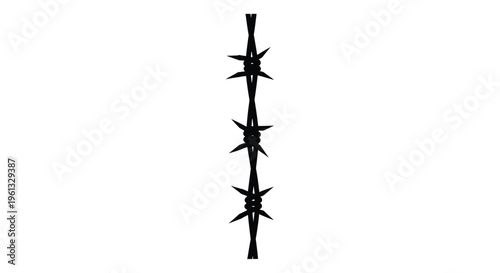 A stark depiction of barbed wire against a white background silhouette