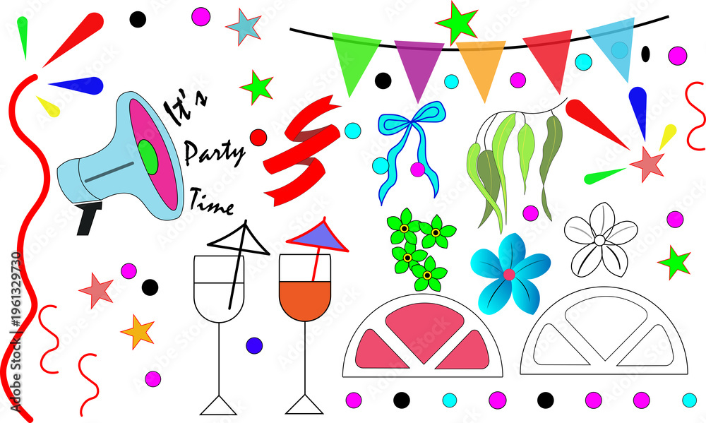 Obraz premium Colorful seamless pattern of a happy new year party with streamers confetti gifts and festive decorations in a fun cartoon style