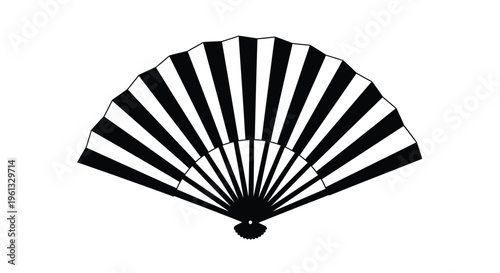A striking black and white fan design sharply defined silhouette