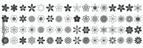 Collection of diverse floral in dark gray flower symbol