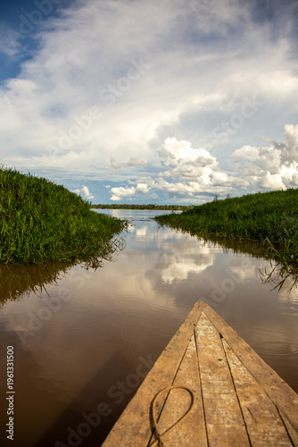 bow of a boat on the amazon river