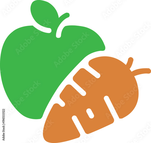 illustration of apple with leaf
