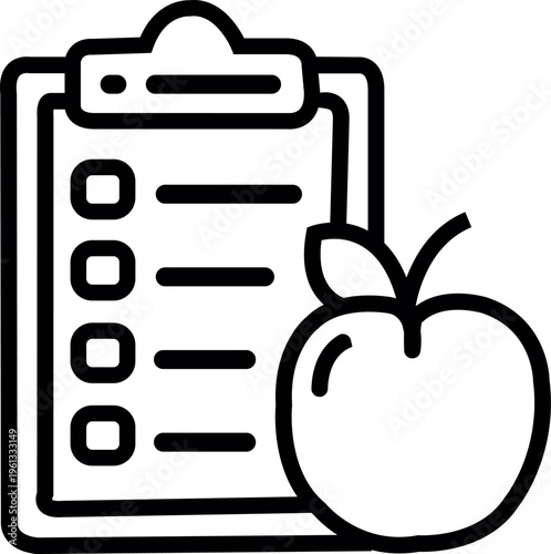 vector illustration of an apple in a clipboard
