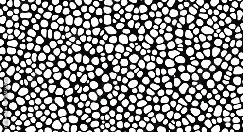 Abstract monochrome pattern featuring interconnected organic shapes resembling biological cells
