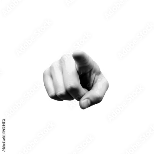 Halftone Pointing Hand Gesture Black and White Directing Finger Illustration