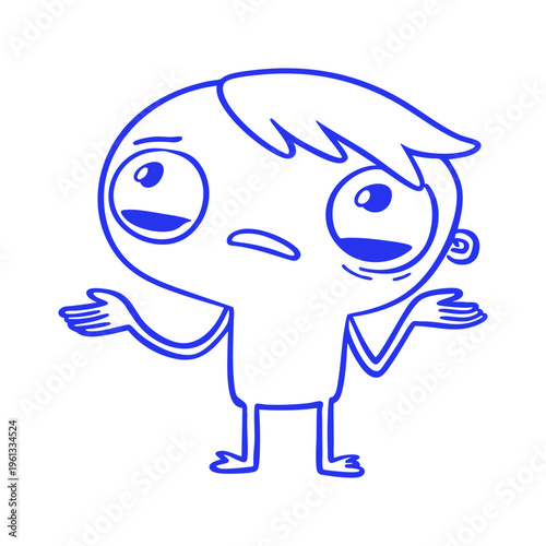 Confused Cartoon Character Expression Doodle Illustration