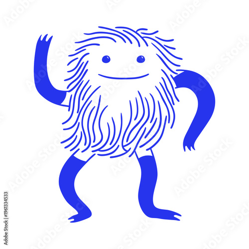 Happy Hair Head Cartoon Character Doodle Illustration