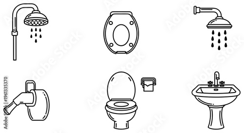 Bathroom fixtures including toilet and sink